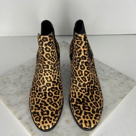 New Cole Haan Leopard Print Chelsea Ankle Boots Calf Hair Black Brown Size 7 - Picture 2 of 10